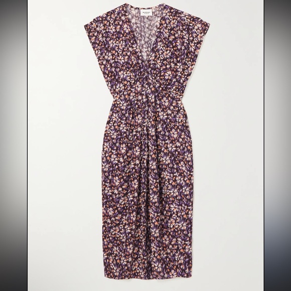 NWT- MARANT ETOILE Epolia printed crepe Purple Women's Dress